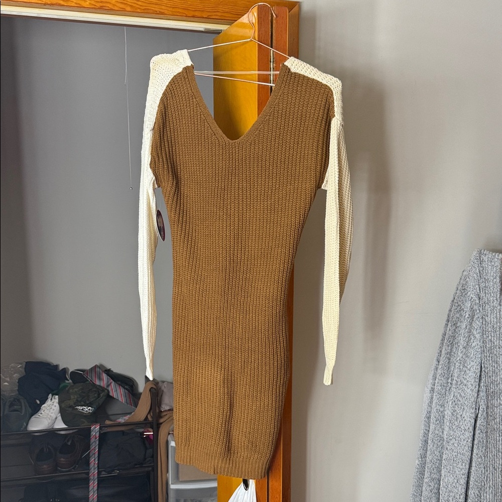 Almost Famous Brown and Cream Mini Dress
